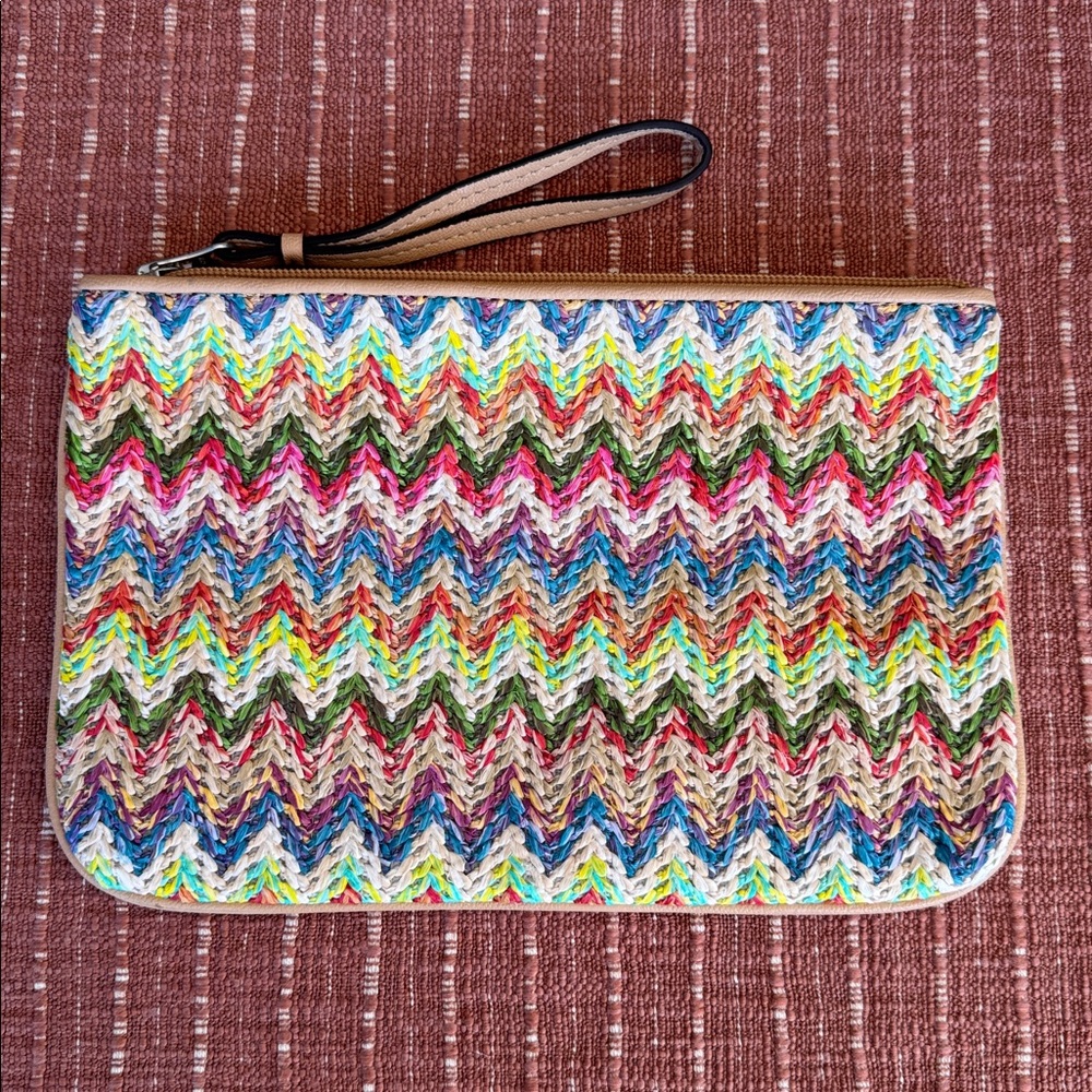 LOFT Multi Color Straw Wristlet, Travel Pouch, Makeup Bag